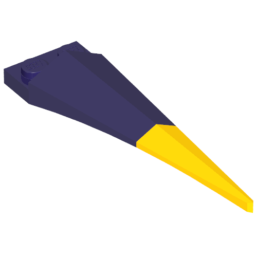 Plate Special 1 × 2 with Angular Extension and Flexible Yellow Tip Dunkellila