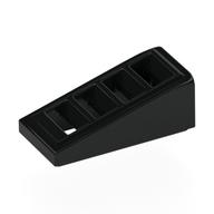 Brick Sloped 18° 2 × 1 × 2/3 with 4 Slots / Grate Schwarz