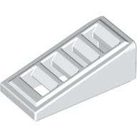Brick Sloped 18° 2 × 1 × 2/3 with 4 Slots / Grate Weiß