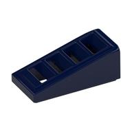 Brick Sloped 18° 2 × 1 × 2/3 with 4 Slots / Grate Dark Blue