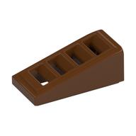 Brick Sloped 18° 2 × 1 × 2/3 with 4 Slots / Grate Reddish Brown