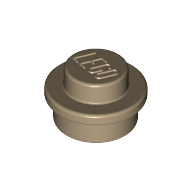 Plate Round 1 × 1 with Solid Stud Dark Tan