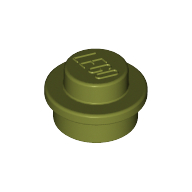 Plate Round 1 × 1 with Solid Stud Olive Green