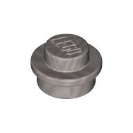 Platte rund 1 × 1 mit massiv Noppe Metallic-Silber