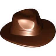 Hat Wide Brim, Outback Style with Wide Belt, Buckle (Fedora) Rotbraun