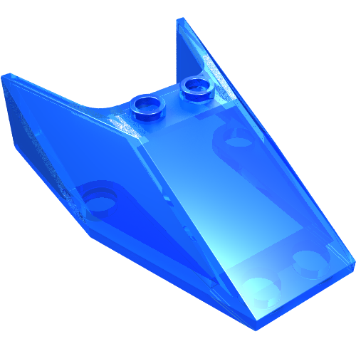Windscreen 6 × 4 × 1 1/3 with Hollow Studs Trans-Dark Blue