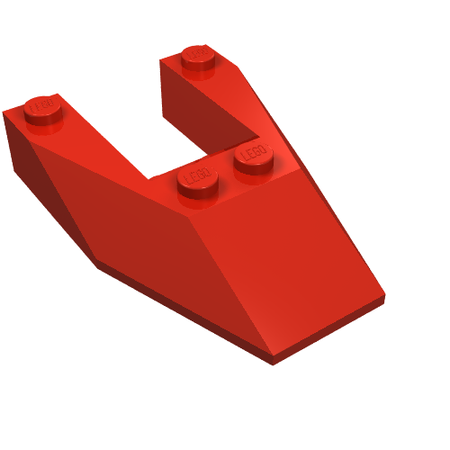Brick Wedged, Sloped 6 × 4 Cutout, No Stud Notches Red