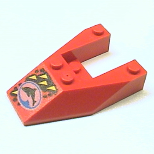 Brick Wedged, Sloped 6 × 4 Cutout, No Stud Notches with Divers Blue Team Logo Print Red