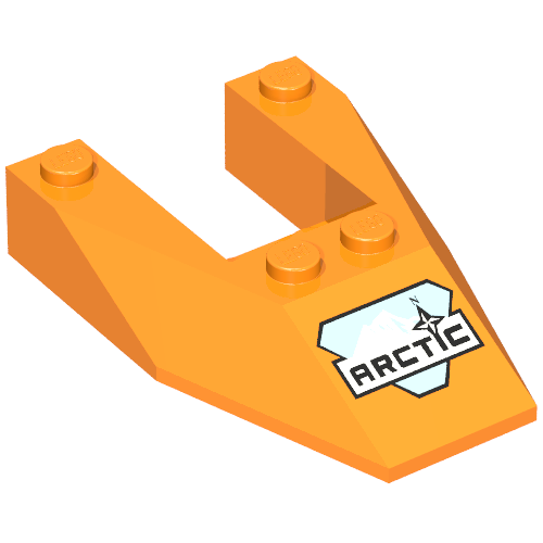 Brick Wedged, Sloped 6 × 4 Cutout, No Stud Notches with Arctic Logo Print Orange