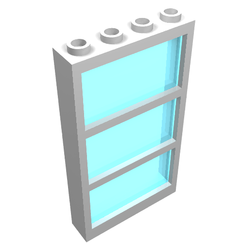 Window 1 × 4 × 6 Frame with 3 Panes, with Fixed Trans-Light Blue Glass White