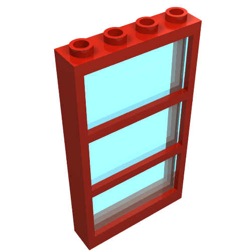 Window 1 × 4 × 6 Frame with 3 Panes, with Fixed Trans-Light Blue Glass Rot