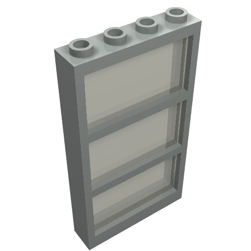 Window 1 × 4 × 6 Frame with 3 Panes, Fixed Glass with Trans-Brown Glass Light Gray