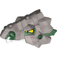 Kreaturenteil, Drachenkopf Oberkiefer mit Rüstung, metallic silber und gelben Augen (bedruckt) Dunkelgrün