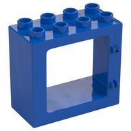 Duplo Door / Window Frame Flat Front Surface, Completely Open Back Blue