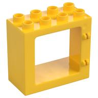 Duplo Door / Window Frame Flat Front Surface, Completely Open Back Yellow