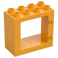 Duplo Door / Window Frame Flat Front Surface, Completely Open Back Leuchtendes Hellorange