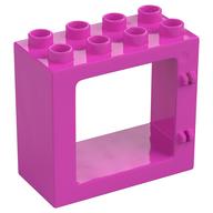 Duplo Door / Window Frame Flat Front Surface, Completely Open Back Dunkelrosa