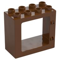 Duplo Door / Window Frame Flat Front Surface, Completely Open Back Rotbraun