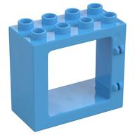 Duplo Door / Window Frame Flat Front Surface, Completely Open Back Medium Blue