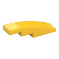 Brick Curved 4 × 1 No Studs [Stud Holder with Asymmetric Ridges] Yellow