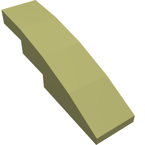 Brick Curved 4 × 1 No Studs [Stud Holder with Asymmetric Ridges] Olive Green