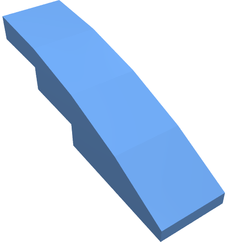 Brick Curved 4 × 1 No Studs [Stud Holder with Asymmetric Ridges] Medium Blue