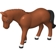Belville, Animal, Horse, with Black Mane and Tail, White Blaze and Feet Print Dark Orange
