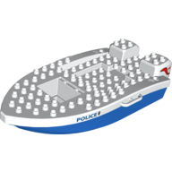Duplo Boat Hull 8 × 17 (Complete Assembly) with 'POLICE' and Badge Print Blau