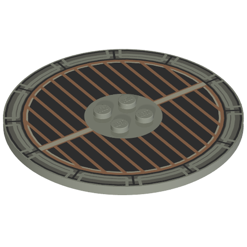 Plate Special Round 8 × 8 with 2 × 2 Center Studs with Grille Print Hellgrau