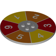 Plate Special Round 8 × 8 with 2 × 2 Center Studs with '1', '2', '3', '4', '5', '6' Spinning Wheel print Light Bluish Gray