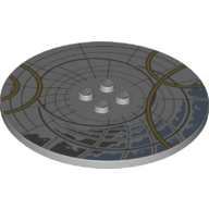Plate Special Round 8 × 8 with 2 × 2 Center Studs with Dark Bluish Grey/Yellow Circles, Lines, Medium Azure Spots print Light Bluish Gray