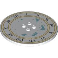 Plate Special Round 8 × 8 with 2 × 2 Center Studs with Clock Face, Medium Blue Flying Figures print Weiß