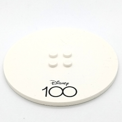 Plate Special Round 8 × 8 with 2 × 2 Center Studs with Disney 100 Print White