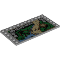Plate Special 6 × 12 with Studs on 3 Edges and Stylised Map Print Hellblaugrau