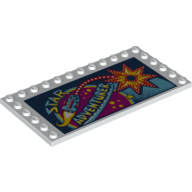 Plate Special 6 × 12 with Studs on 3 Edges and Carnival "Star Adventures" print White