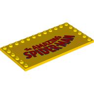 Plate Special 6 × 12 with Studs on 3 Edges with 'The Amazing Spider-Man' print Yellow