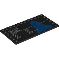 Plate Special 6 × 12 with Studs on 3 Edges with 'STAR WARS Chewbacca', Stats print Black