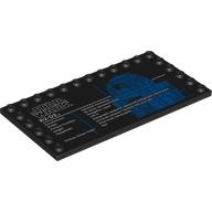 Plate Special 6 × 12 with Studs on 3 Edges with 'STAR WARS R2-D2', Stats print Schwarz
