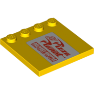 Plate Special 4 × 4 with Studs on One Edge and Pizza Planet Sign Print Right of Studs Gelb