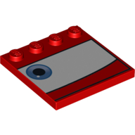 Plate Special 4 × 4 with Studs on One Edge and Eye on White Background Print Right Red