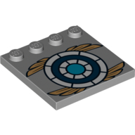 Plate Special 4 × 4 with Studs on One Edge and Blue and White Target with Gold Wings Print Light Bluish Gray