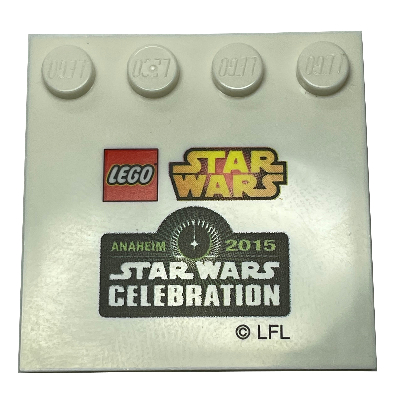 Plate Special 4 × 4 with Studs on One Edge and Star Wars Celebration Anaheim 2015 Print White
