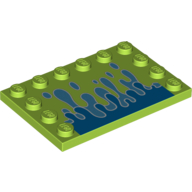 Plate Special 4 × 6 with Studs on 3 Edges with Blue Water Splash Print Limette