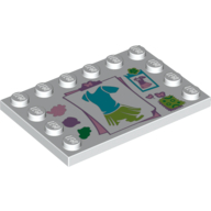 Plate Special 4 × 6, Studs on 3 Edges with Clothes Design and Swatches Print Weiß