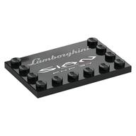 Plate Special 4 × 6, Studs on 3 Edges with 'Lamborghini Sian' print Black