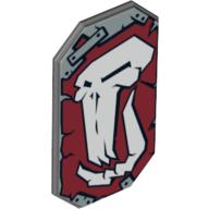 Shield Octagonal without Stud with Troll Skull on Dark Red Print Dark Bluish Gray