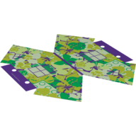 Tent with Jungle Leaves with Dark Purple Trim Print White