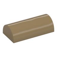 Brick Curved 2 × 4 Double, No Studs, with Groove Dark Tan