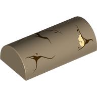 Brick Curved 2 × 4 Double, No Studs, with Cracked Marbeled Column print Dunkelbeige