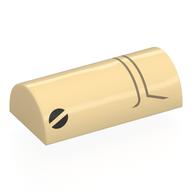 Brick Curved 2 × 4 Double, No Studs, with Black Screws/Eyes, Dark Tan Lines print (Battle Droid Face) Beige